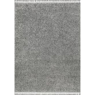 Jonathan Y Designs Mercer Shag Plush Tassel Area Rug in Charcoal at Nordstrom, Size 2Ft 0In X 8Ft 0In