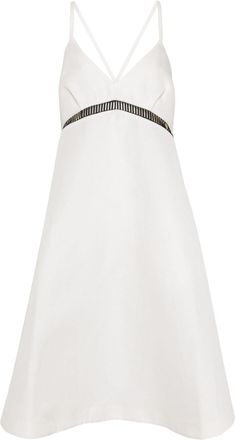 sacai V-neck midi dress - women - Silk/Cotton - 2 - White