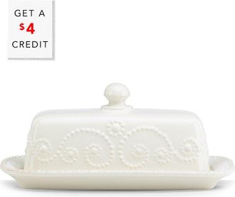 Lenox French Perle White Covered Butter Dish