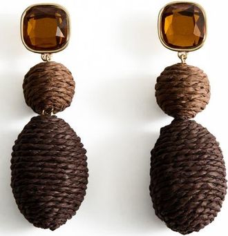 Mango Raffia Drop Earrings in Brown at Nordstrom