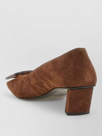 Roger Vivier belle viver loafers block heel buckle suede