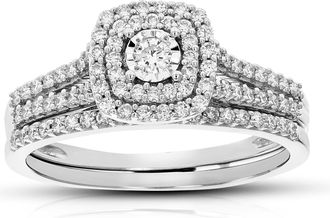 Vir Jewels 1/2 cttw Lab Grown Diamond Wedding Bridal Set in Sterling Silver For Women