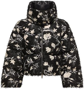 Moncler Moncler Perroquet Floral Sequin Short Down Jacket, Women, Black, Size: 0