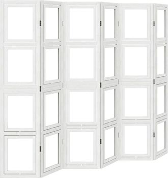 vidaXL Biombo separador de 6 paneles madera maciza Paulownia blanco Vidaxl