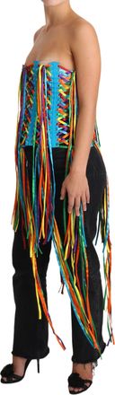 Dolce & Gabbana Womens Multicolor Strings Bustier Polyester Corset Top
