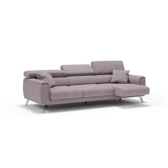Divani.Store Caravaggio Sof&aacute; De 3 Plazas Extensibles Con Reposacabezas Ajustables En Tejido Impermeable 244 Cm Rosa