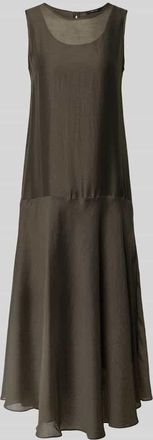 OPUS Midikleid mit Leinen-Anteil Modell Welsa in Khaki, Gr&ouml;&szlig;e 34
