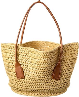 Bottega Veneta Arco Medium Raffia & Leather Basket Tote