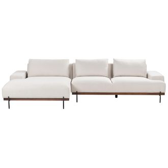 Beliani Sof&aacute; Esquinero De Tela 3 Plazas Estilo Minimalista Patas Metal Beige Derecho Mariferd