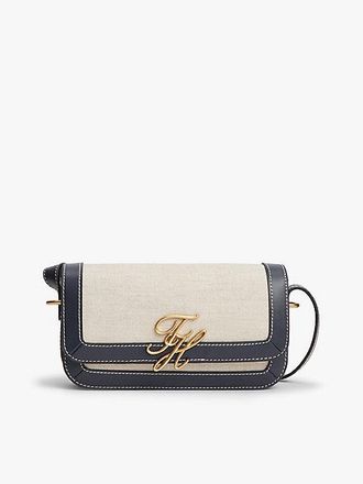 Tommy Hilfiger Canvas Leather Trim Crossbody Bag