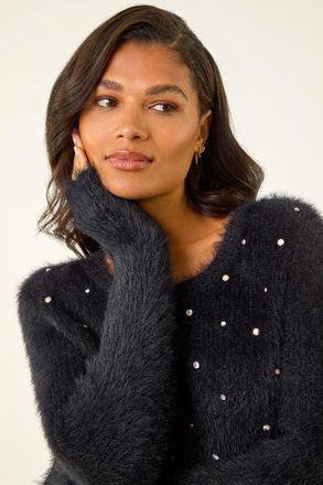 Roman Embellished Fluffy Knit Jumper