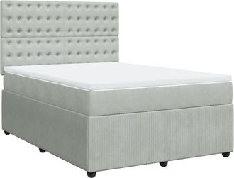 vidaXL Vidaxl - Cama Box Spring Con Colch&oacute;n Terciopelo Gris Claro 140x190 Cm