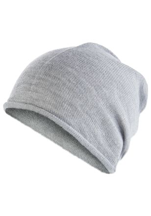 Laura Scott Beanie LAURA SCOTT, Damen, grau (hellgrau melange), Feinstrick, Obermaterial: 100% Polyacryl, meliert, M&uuml;tzen Beanie, aus weichem Feinstrick, mit modi