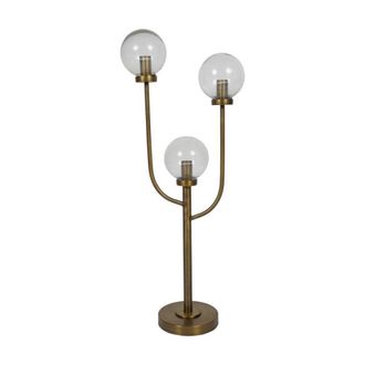 The Libra Company Wellesley Three Globe Table Lamp - Iron/Glass - L18xW35xH82 cm - Brass in Bronze