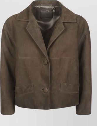 Prada suede lamb jacket front pockets lapels