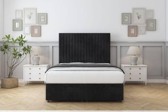 Comfort Beds Denver Naples Ottoman Bed Base-26 Strutted Headboard in Black | Size: Small Double