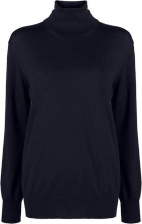 Jil Sander Blauwe wollen trui met lange mouwen - Dames - Coltruien - Blauw - M - Wol - Truien & Vesten