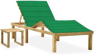 vidaXL Tumbona De Jard&iacute;n Con Mesa Y Coj&iacute;n De Madera De Pino Impregnada Vidaxl