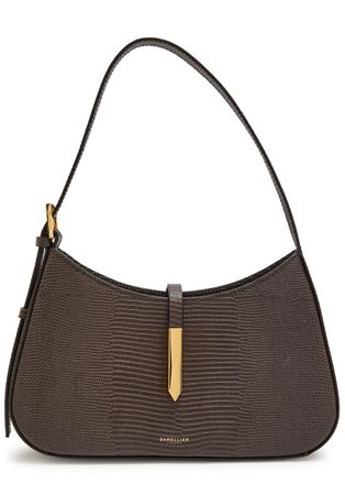 DeMellier Tokyo Lizard-effect Leather Shoulder bag - Dark Brown - One Size