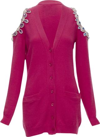 Moschino cashmere crystal jewel shoulder cardigan