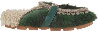 Mou Groene Schapenvacht Pantoffels Aw 24 - Dames - Pantoffels - Groen - 36 EU - Schoenen