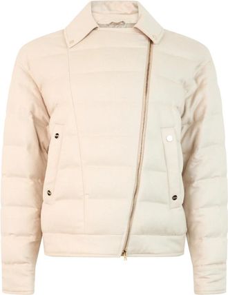Herno Asymmetrische Rits Jas - Dames - Winterjassen - Wit - M - Wol - Jassen
