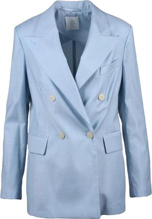 Eleventy Light Blue Double-Breasted Wool Viscose Jacket
