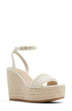 Aldo Aberitram Ankle Strap Espadrille Platform Wedge Sandal in Other White at Nordstrom, Size 10