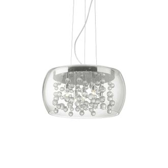 Ideal Lux Ideal Lux Audi-80 - L&aacute;mpara Colgante De Techo Peque&ntilde;a De Vidrio Soplado Con 5 Burbujas, Cromada, G9