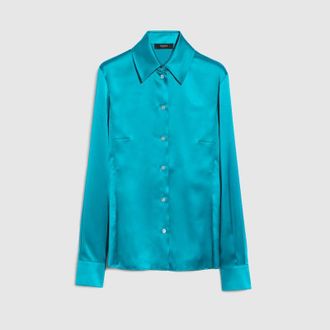 Gucci Silk Satin Shirt, Blue, Ready-to-wear