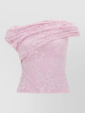 Self Portrait asymmetric sleeveless floral lace draped top