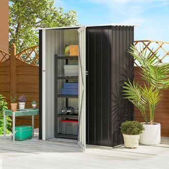 OUTSUNNY Outdoor Storage Shed Steel Garden Shed with Lockable Door in Grey