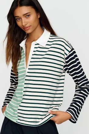 English Factory 100% Cotton Mixed Stripe Rugby Shirt Top