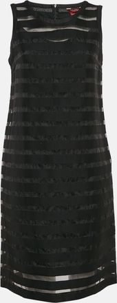 Max Mara Black Striped Cotton Blend Sleeveless Short Dress