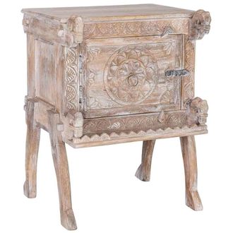 Wanderlust Deco Mesita De Noche De Madera Marr&oacute;n Acabado Artesanal 50x47x66 Cm