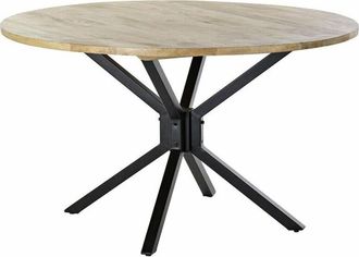 DKD Home Decor Mesa De Comedor Dkd Home Decor 127 X 127 X 75 Cm Natural Negro Metal Aluminio Madera De Mango 8424001949205 S3033761 Dkd Home De