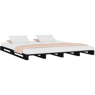 vidaXL Pallet Bed without Mattress Black 140x190 cm Solid Wood vidaXL