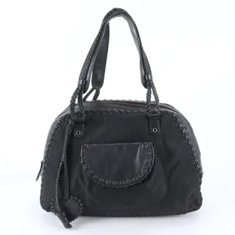 Dior Black Leather Nylon Handbag Shoulder Bag Tote Bag (Pre-Owned)