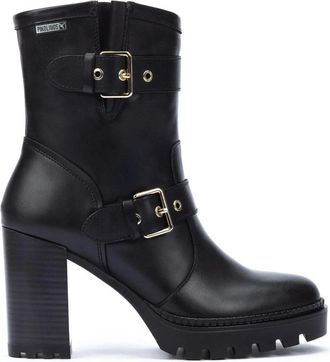 Pikolinos Elegante Zwarte Enkellaars voor Dames - Dames - Laarzen met Hak - Zwart - 39 EU - Leer - Schoenen