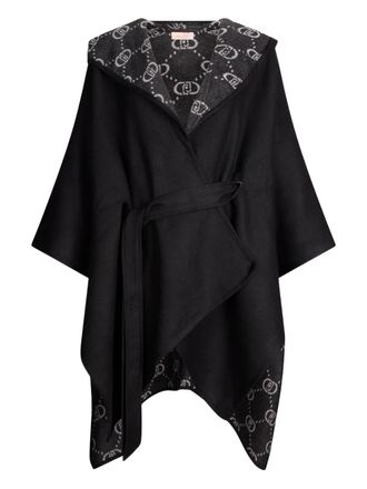Liu Jo hooded poncho - women - Polyester/Viscose - OS - Black