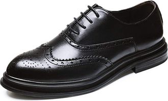 Generic Oxford Shoes for Men Lace Up Wing Tip Brogue Burnished Toe Shoes Vegan Leather Rubber Sole Block Heel Slip Resistant Anti-Slip Business(Black Fleece L