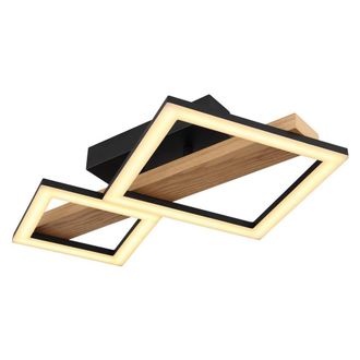 Netlighting Dustin 2 Square Semi Flush Ceiling Light Matt Black 2x LED 3000K