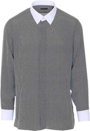 Tom Ford Zijden Shirt met Geometrische Print - Heren - Casual Overhemden - Zwart - 2XL - Overhemden