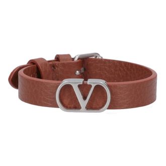 Valentino VLogo Signature Grainy Calfskin Bracelet - male - Valentino - Bracelets - Red - ONE SIZE - Accessories