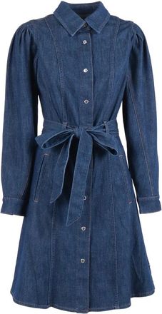 7 For All Mankind Puff Sleeve Mini Jurk - Dames - Shirt Kleedjes - Blauw - S - Denim - Kleedjes