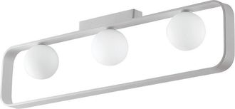 Luce-Ambiente-Design Roxy ceiling light in Aluminum and Satin White Glass with Three Lights