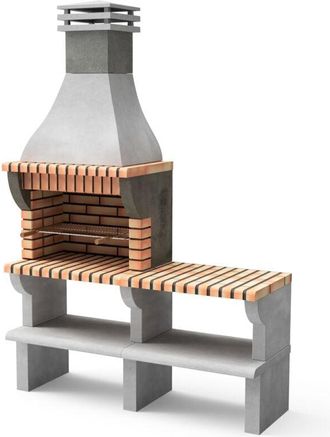 Movelar Barbacoa De Obra Prefabricada De Le&ntilde;a Y Carb&oacute;n Modelo Maipu Xl Con 1 Soporte Lateral (gris, Naranja - 165 X 58 X 245 Cm) Ref: 3535/2 - Cocina De Exter