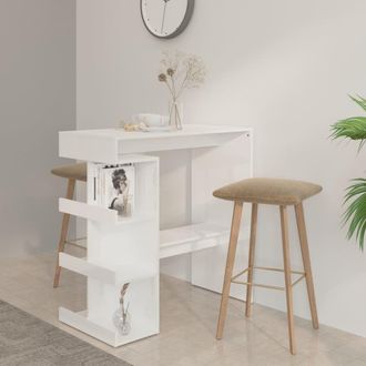 Berkfield Home Bar Table with Storage Rack High Gloss White 100x50x101.5 cm
