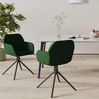 vidaXL Vidaxl - Sillas De Comedor Giratorias 2 Unidades Terciopelo Verde Oscuro