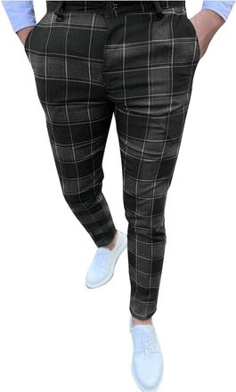 Generic Mens Chino Trousers, Checked Fabric Trousers, Long, Regular Fit, Stretch Trousers, Checked Pattern, Mens Trousers, Cotton Trousers, Mens Trousers, Cas